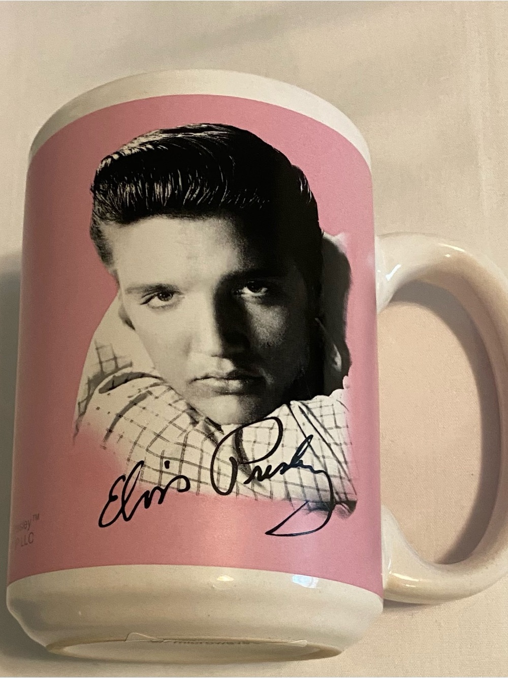 Pink Ceramic Portrait Coffee Mug with Signature Graphic - Unbranded